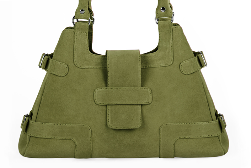 Dress handbag in pistachio green leather - Profile view